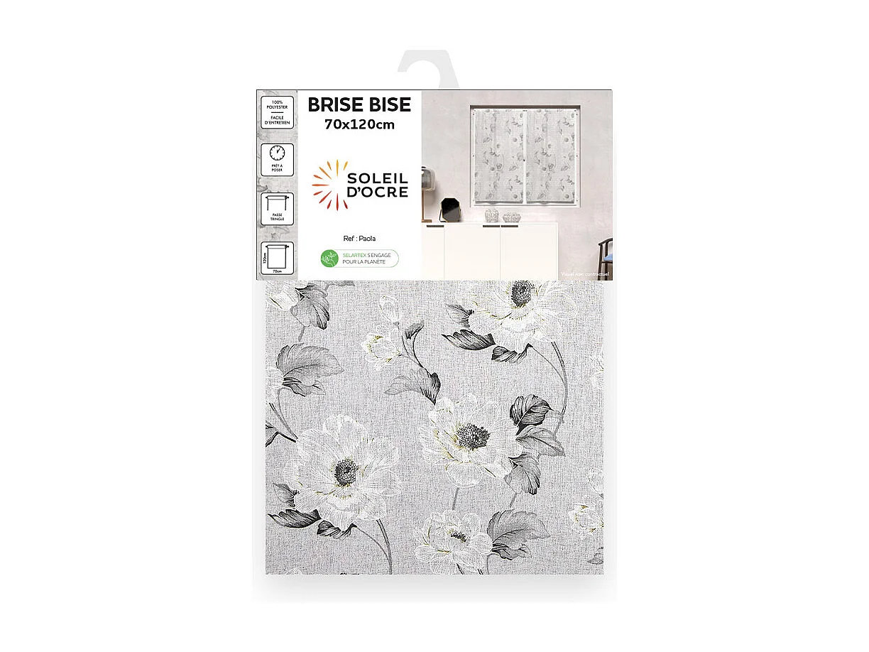 Par de visillos para ventana 70x120 cm PAOLA, por Soleil d'Ocre