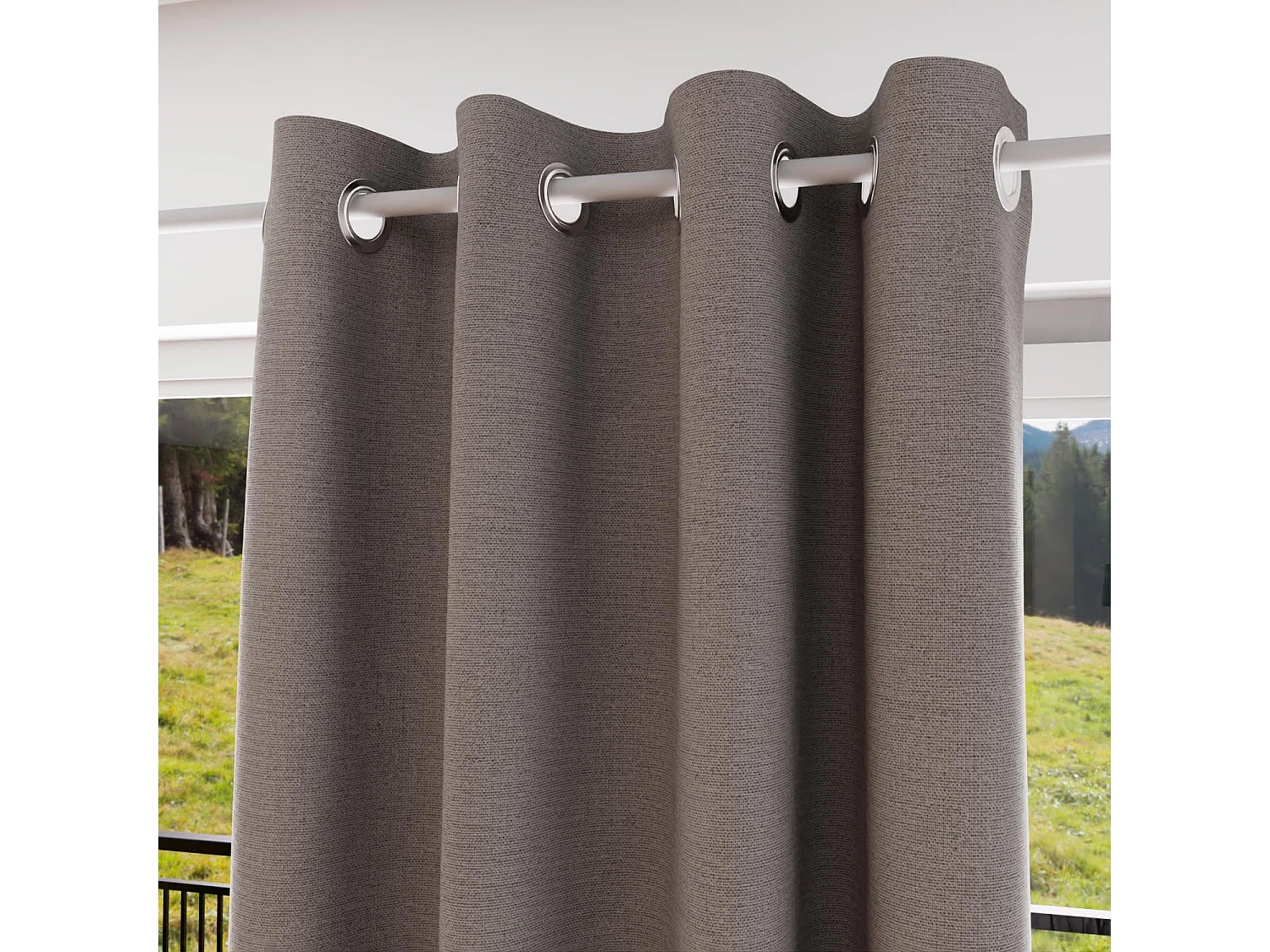 Rideau à oeillets 100% occultant 135x250 cm ECLIPSE taupe, par Soleil d'Ocre