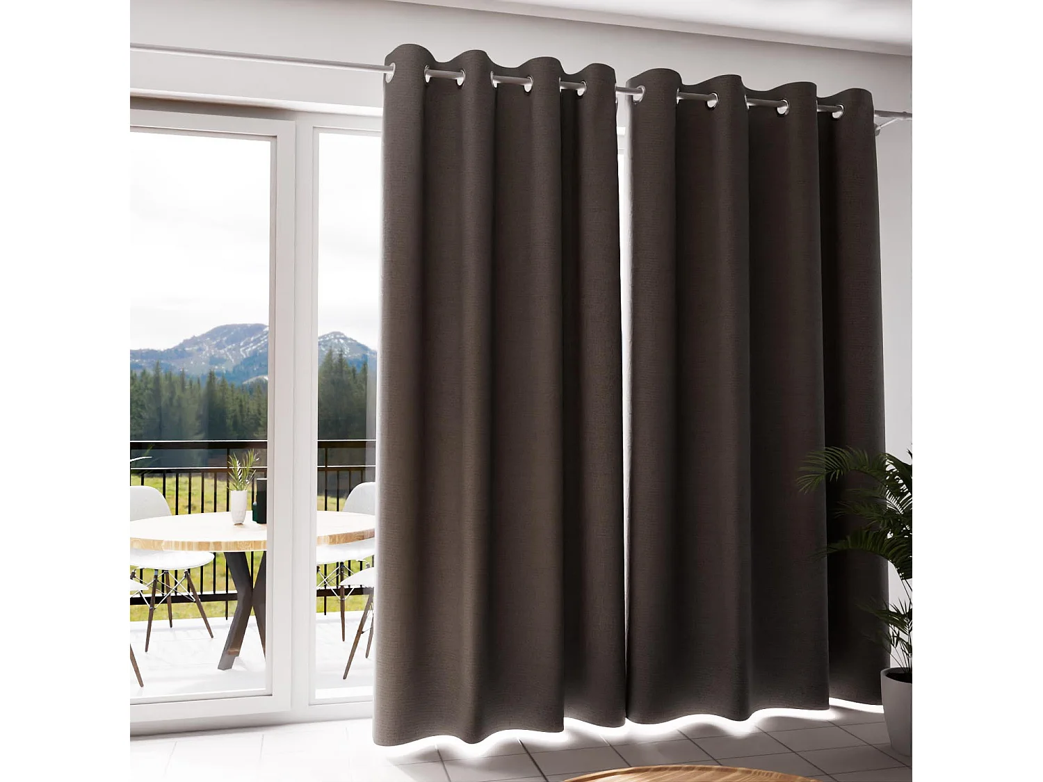 Rideau à oeillets 100% occultant 135x250 cm ECLIPSE taupe, par Soleil d'Ocre