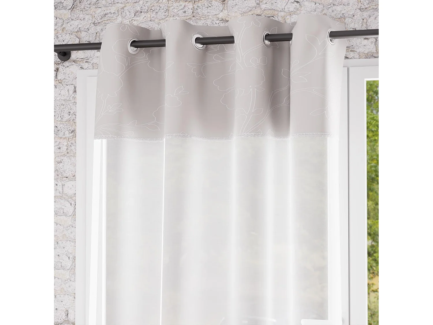 Visillo con ojales de algodón 135x250 cm ROMANCE