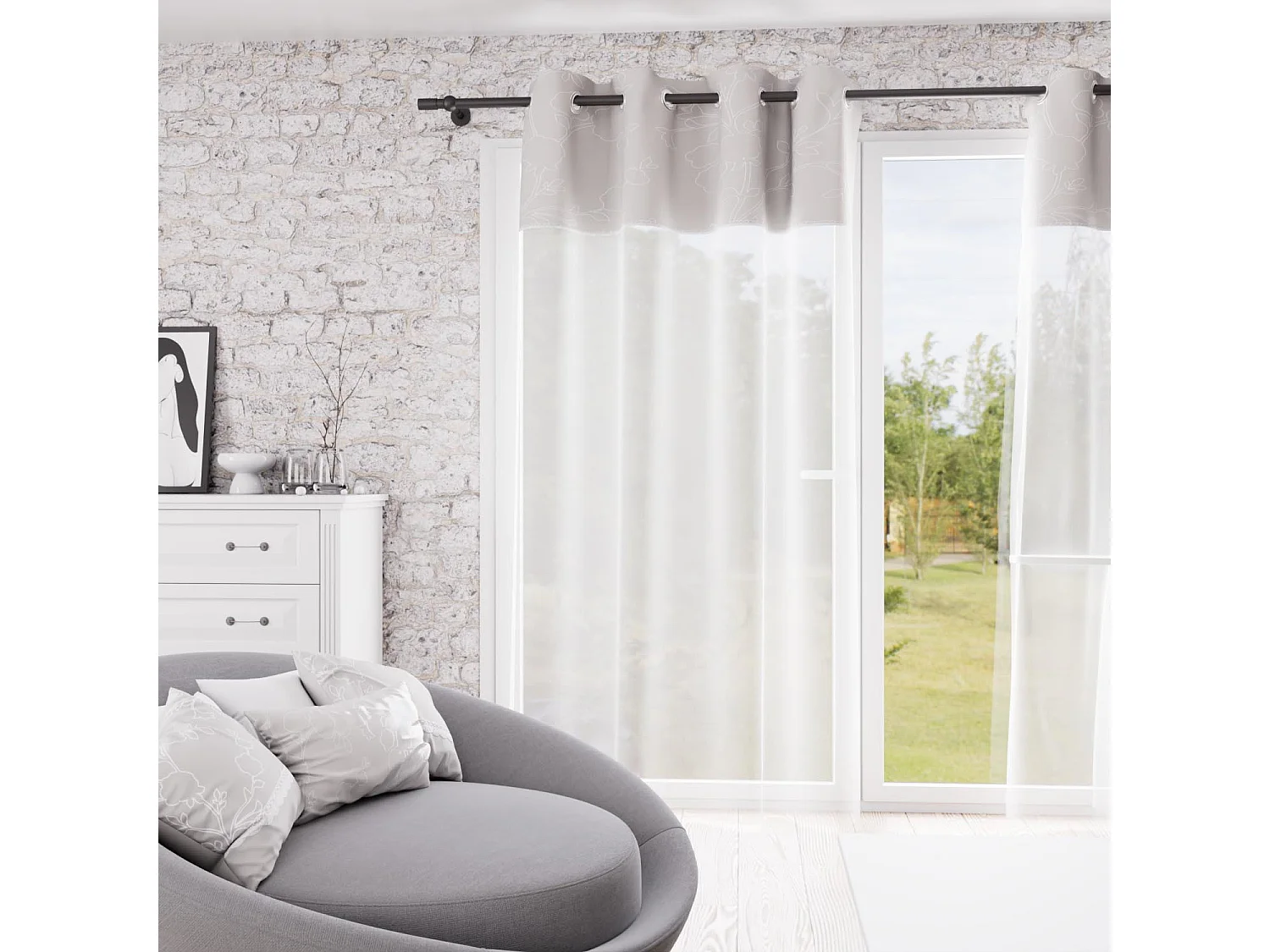 Visillo con ojales de algodón 135x250 cm ROMANCE