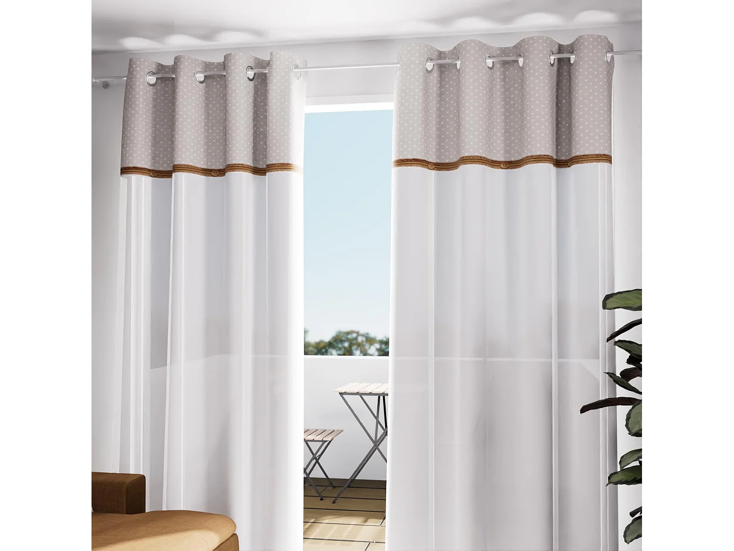 Visillo de algodón con ojales 135X250 cm CANDICE, de Soleil d'Ocre