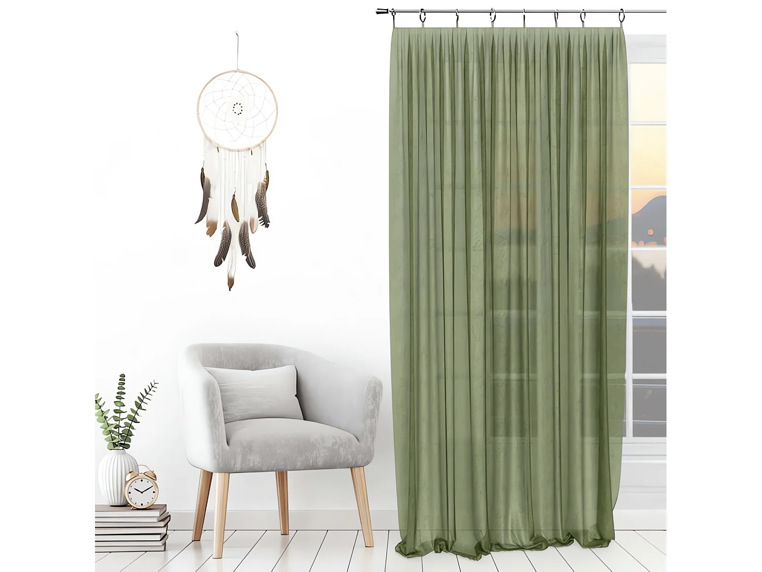 Visillo con anillos 135x250 cm SPIRIT caqui