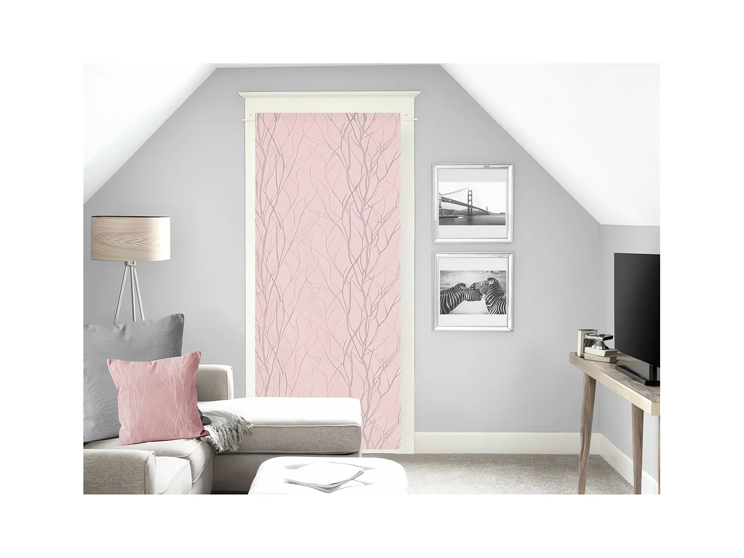 Voilage porte fenêtre 90x200 cm LIANE rose, par Soleil d'ocre