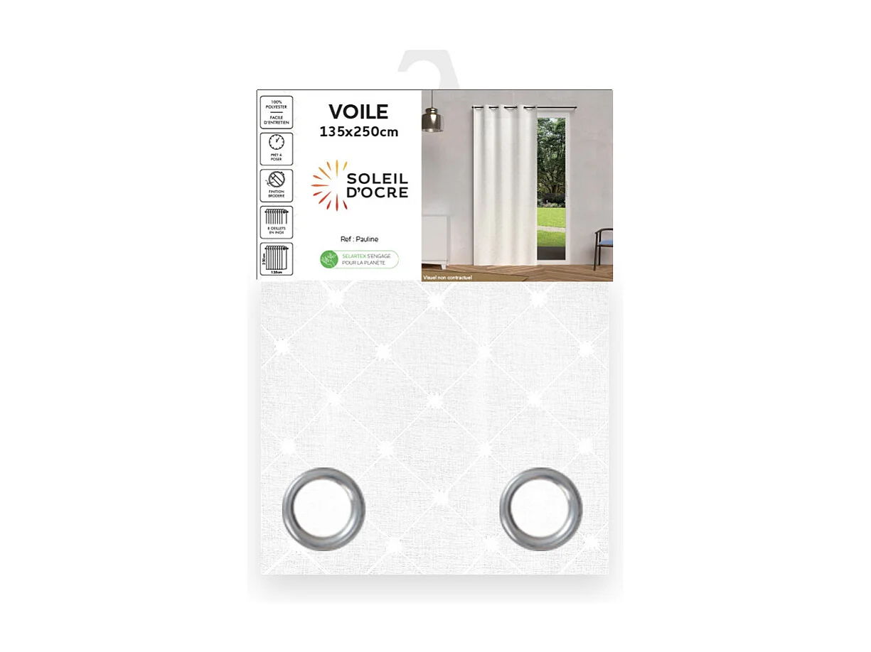 Voile à oeillets 135x250 cm PAULINE, par Soleil d'ocre