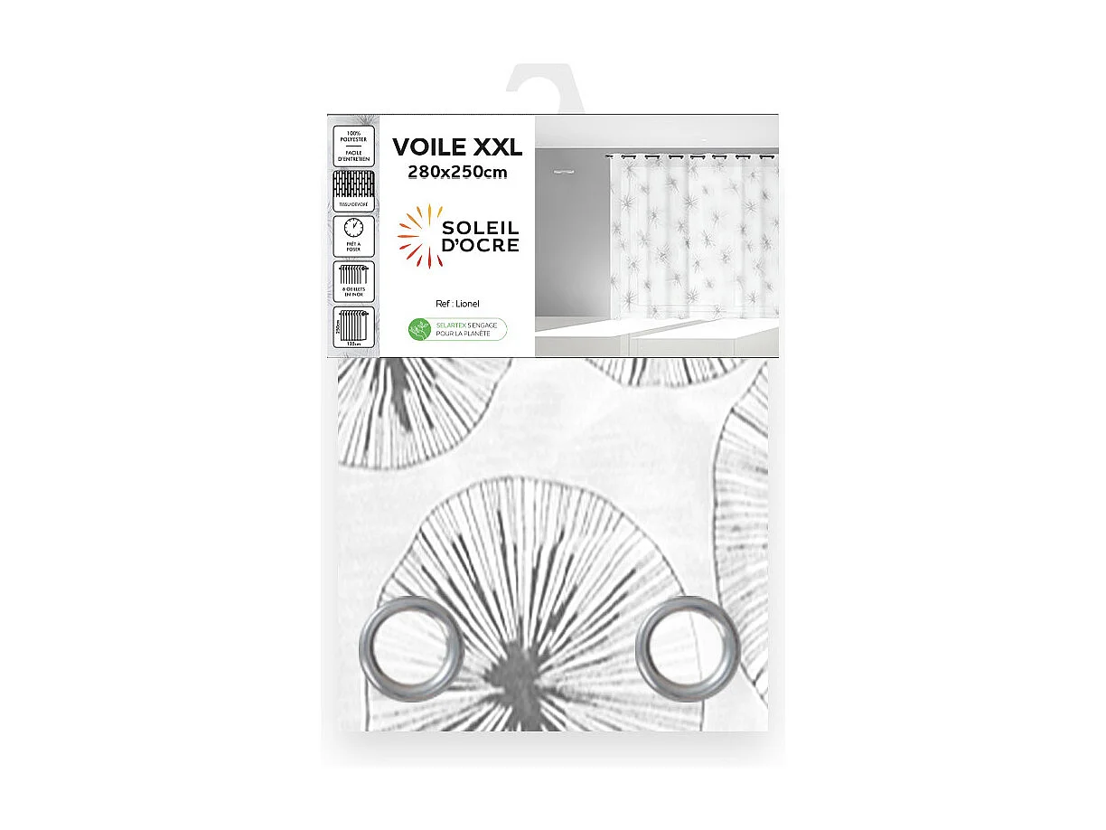 Visillo con ojales 280X250 cm LIONEL blanco, por Soleil d'Ocre
