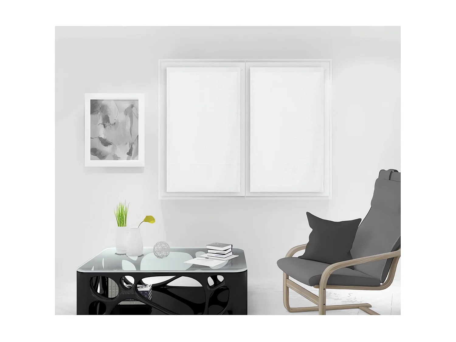 Paire de Brise bise 60x120 cm NOEMIE blanc, par Soleil d'Ocre