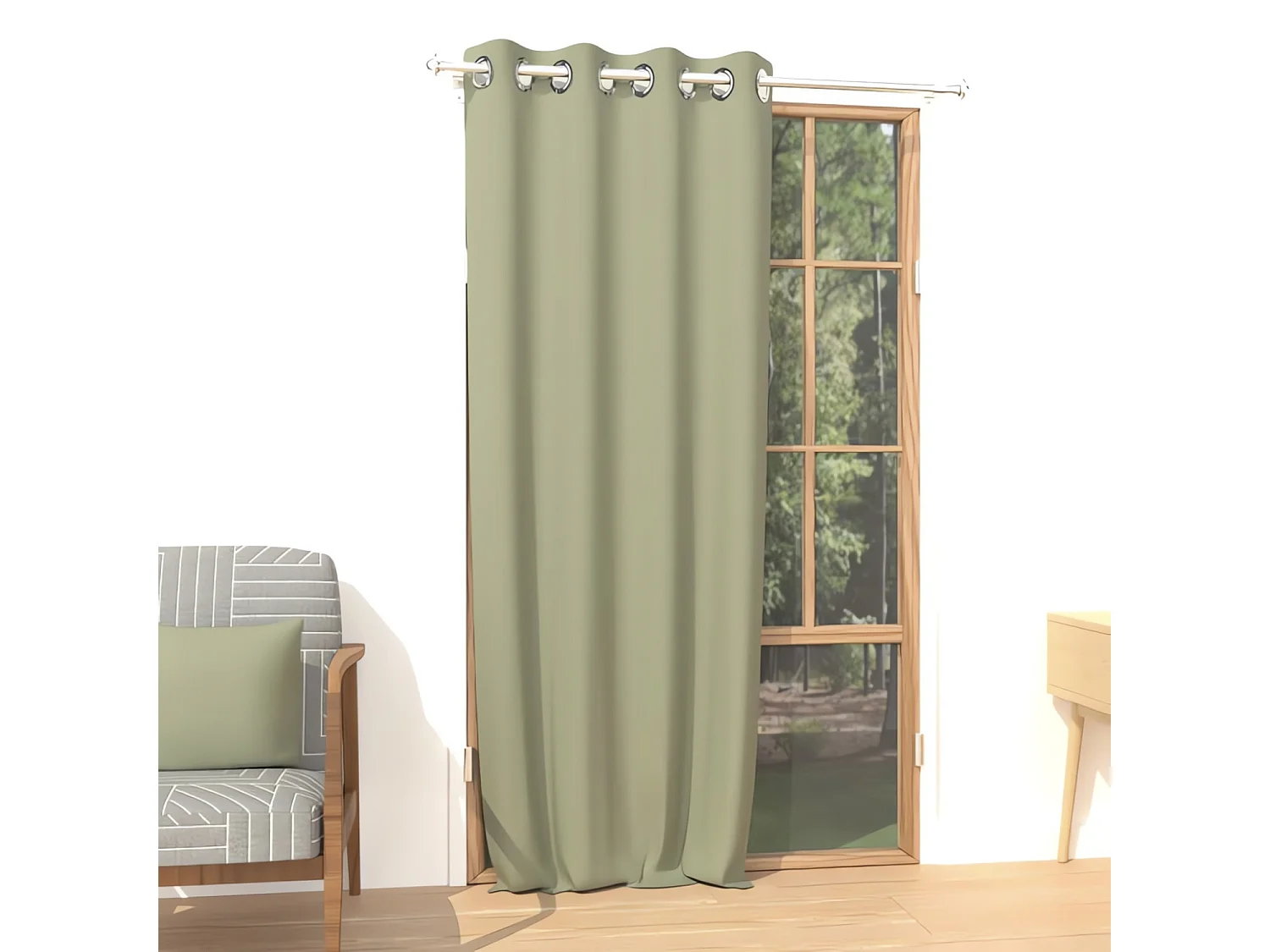 Cortina lisa con ojales antiarrugas 135x250 cm ALIX caqui, por Soleil d'ocre