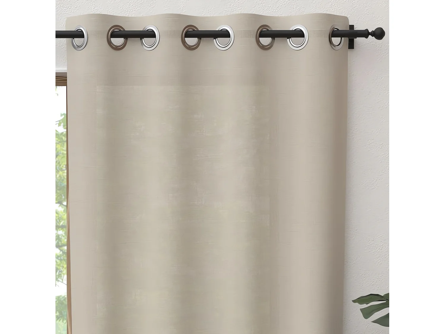 Cortina con ojales de algodón puro 135x300 cm lino PANAMÁ, por Soleil d'Ocre