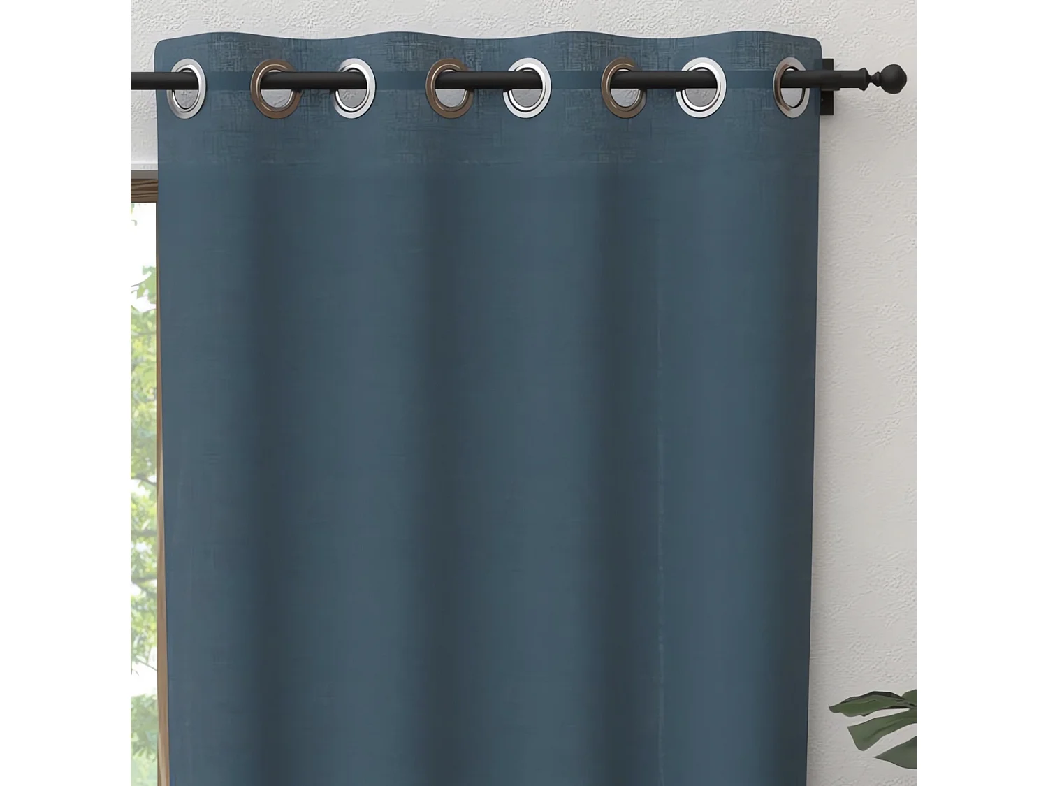 Cortina con ojales de algodón puro 135x250 cm PANAMA azul turquesa, de Soleil d'Ocre