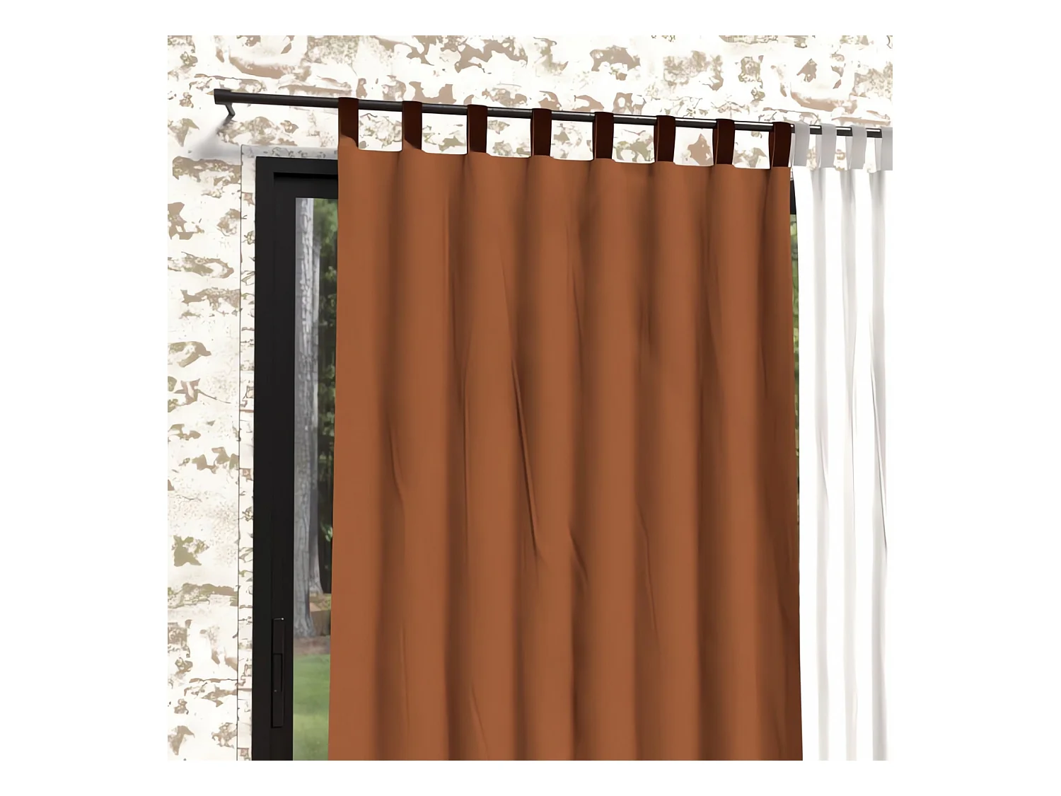 Rideau à pattes en microfibre lavée 135x250 cm BOHEME terra, par Soleil d'Ocre