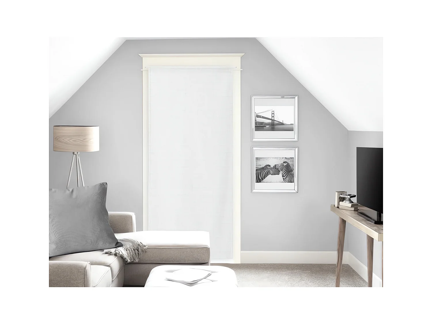 Voilage pour porte fenêtre 70x200 cm NOEMIE blanc, par Soleil d'Ocre