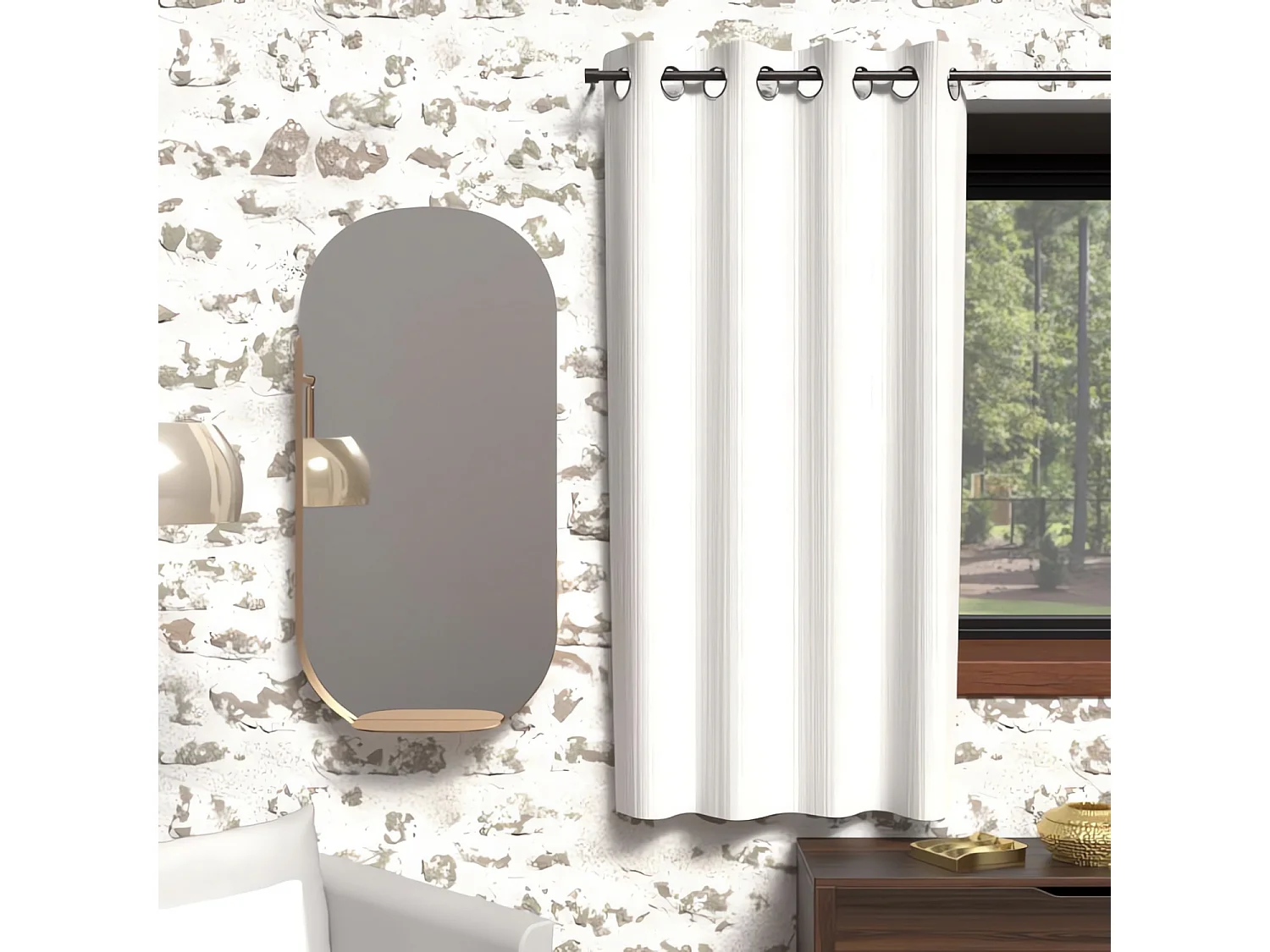 Cortina con ojales aislante 135x180 cm BOHEME blanco, por Soleil d'Ocre