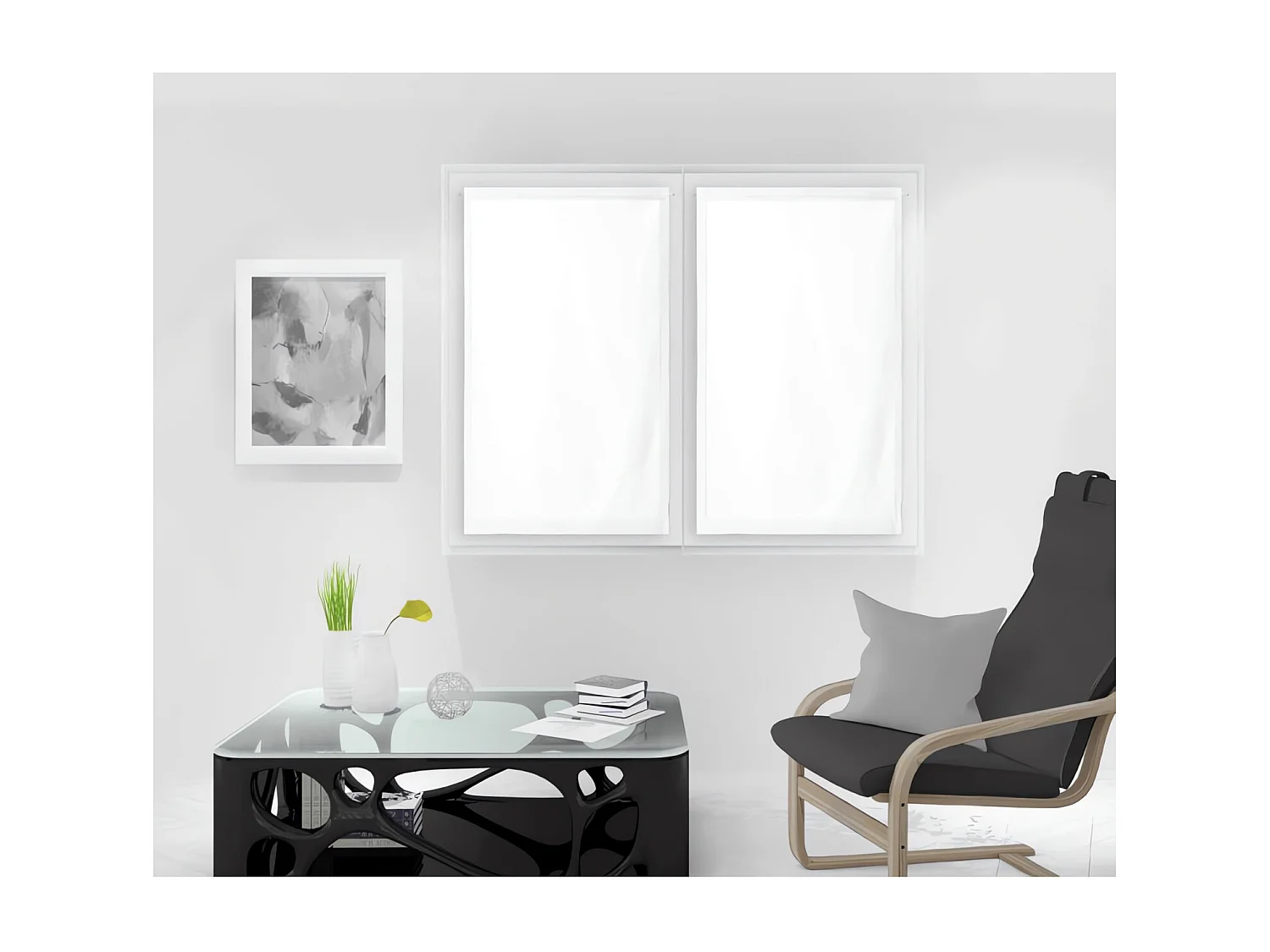 Par de visillos para ventana 45x160 cm DOLLY blanco, por Soleil d'Ocre