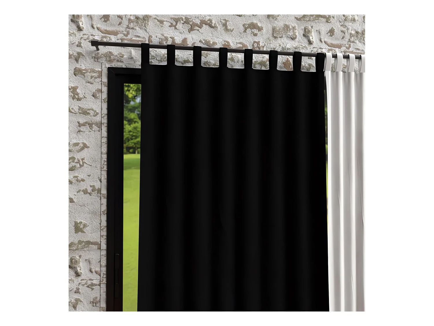 Cortina con patas de microfibra lavada 135x250 cm BOHEME negro
