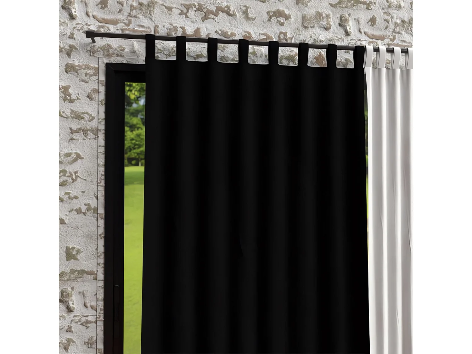 Cortina con patas de microfibra lavada 135x250 cm BOHEME negro