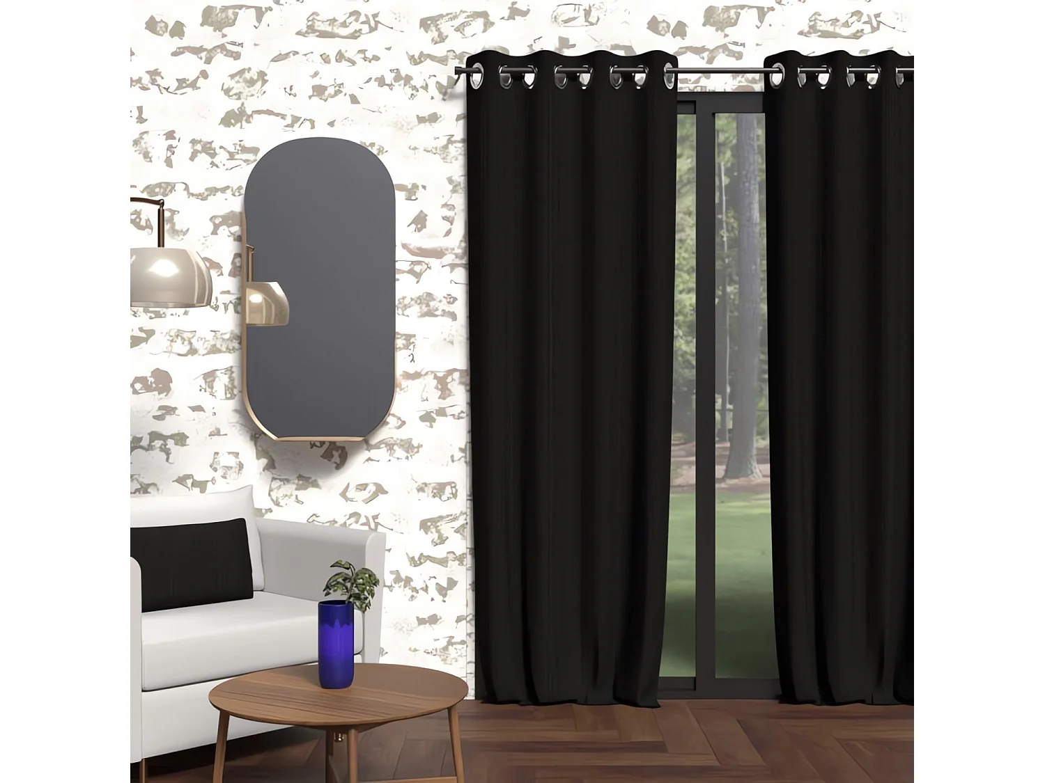 Cortina opaca con ojales 135x250 cm BOHEME negro, por Soleil Ochre