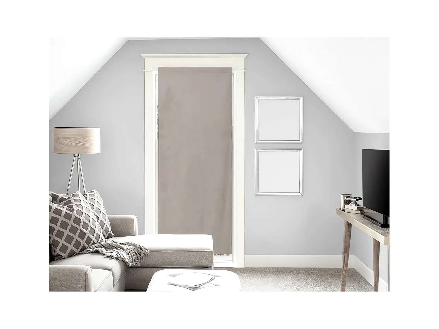 Voile pour porte fenêtre en coton 90x200 cm PANAMA taupe, par Soleil d'Ocre