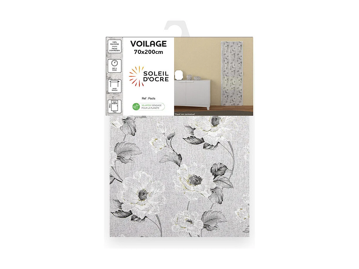 Voilage porte fenêtre 70x200 cm PAOLA, par Soleil d'ocre