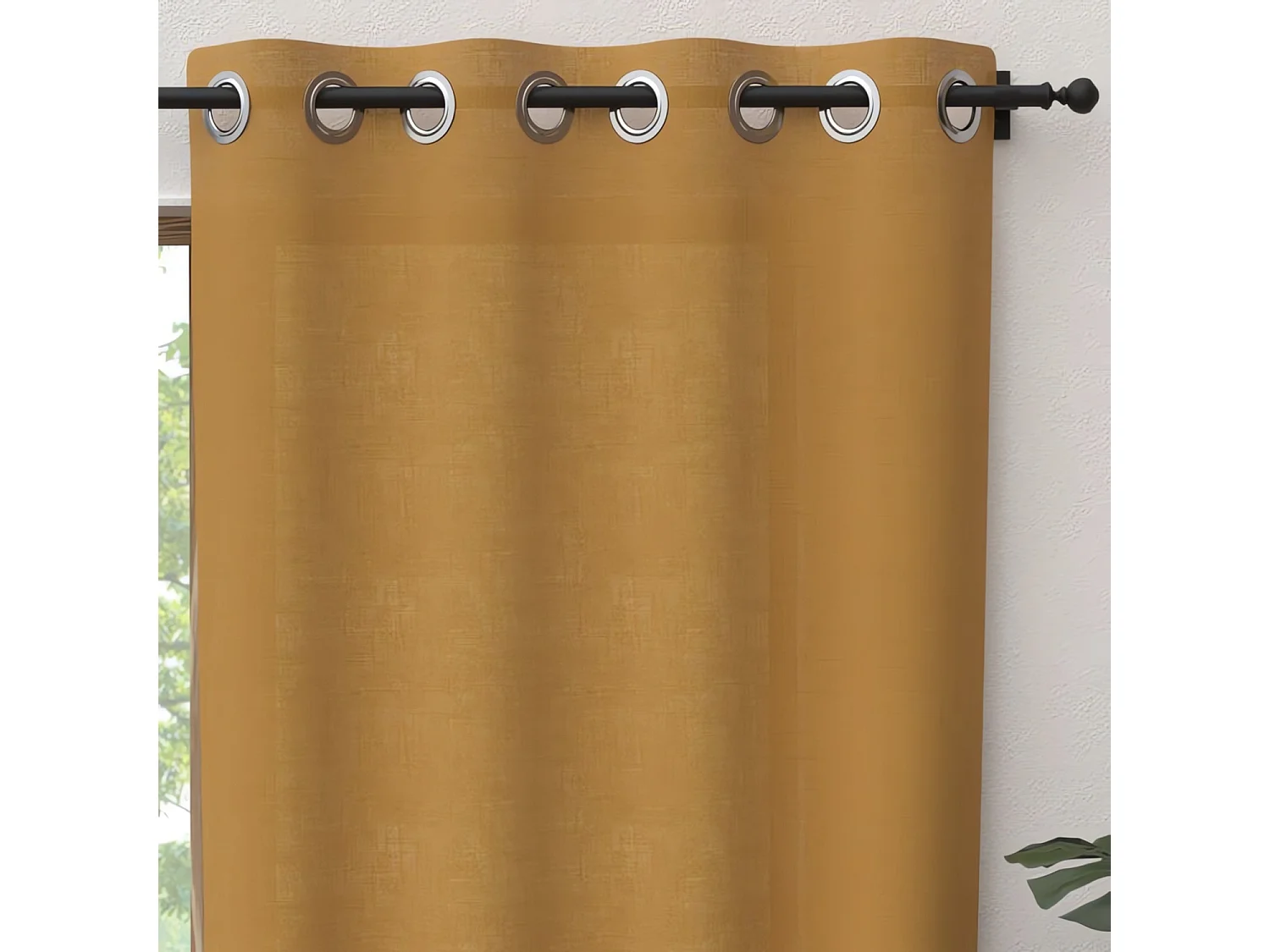 Cortina con ojales de algodón puro 135x300 cm PANAMA mostaza, por Soleil d'Ocre