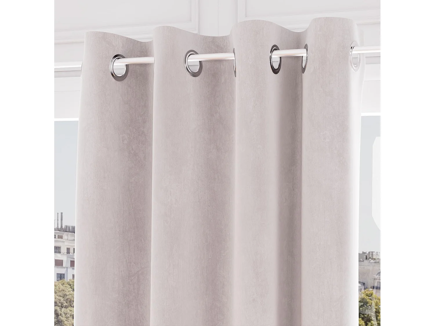 Rideau oeillets en velours VELVET naturel, par Soleil d'ocre