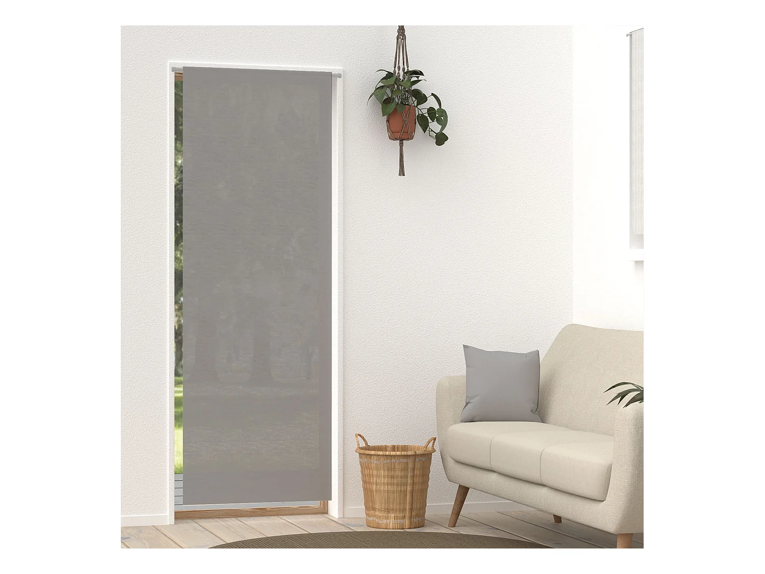 Voilage lin pour porte fenêtre 70x200 cm LINEN gris, par Soleil d'Ocre