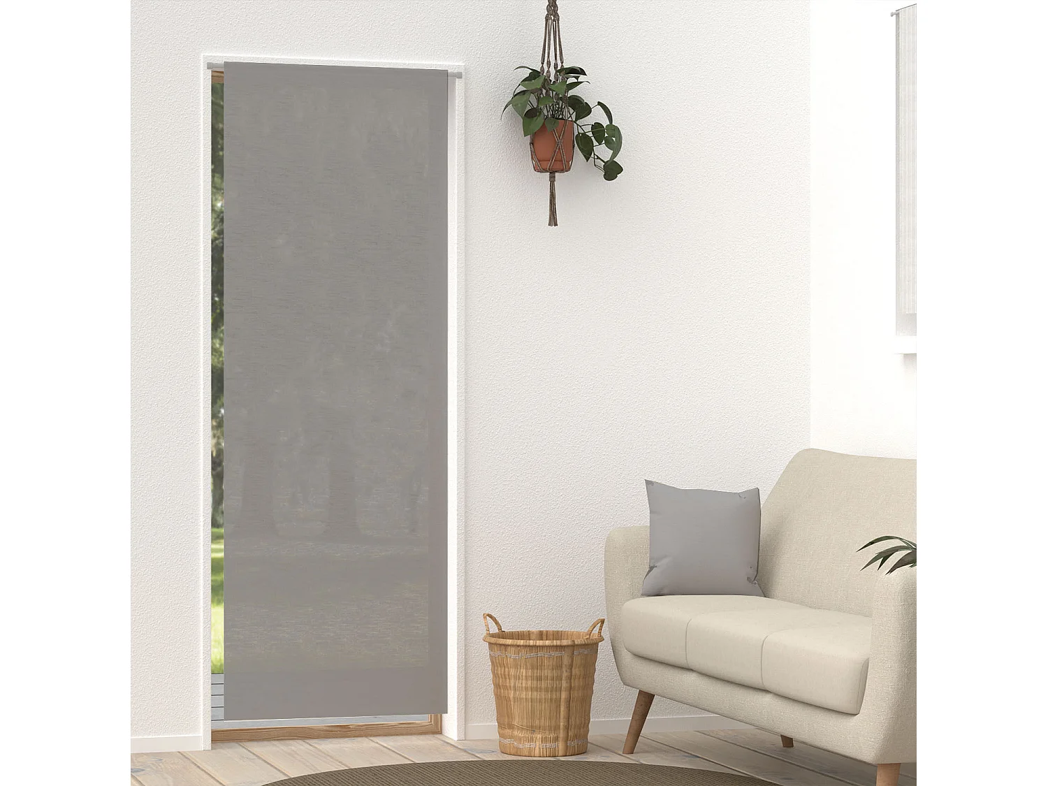 Voilage lin pour porte fenêtre 70x200 cm LINEN gris, par Soleil d'Ocre