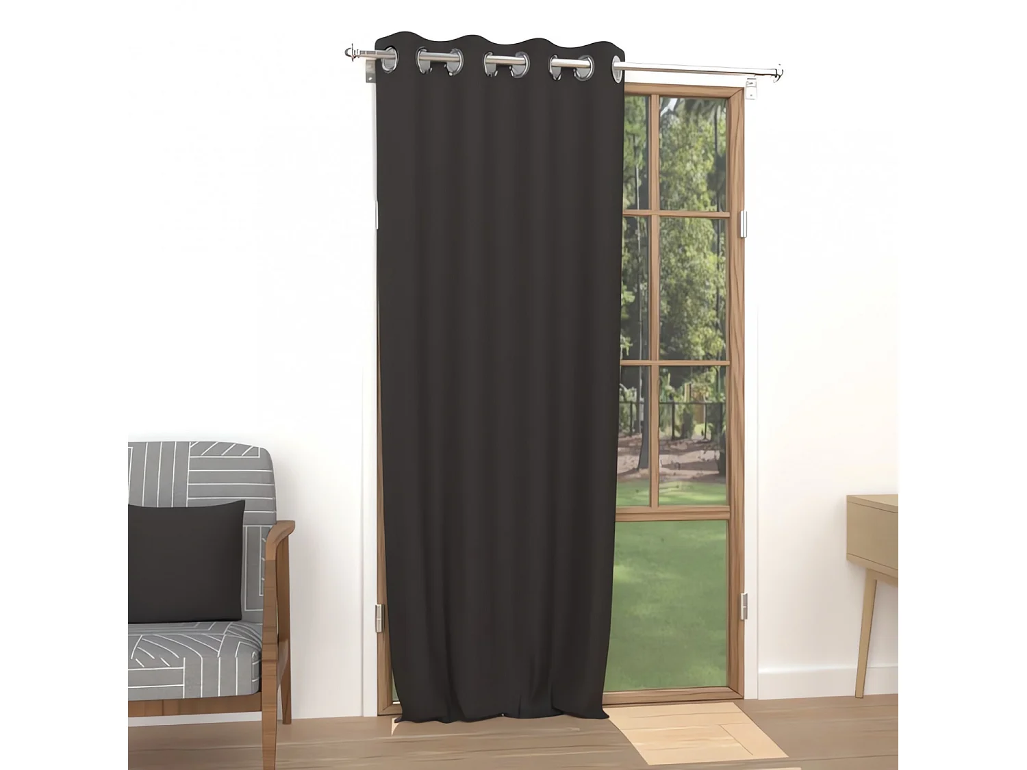 Cortina lisa con ojales antiarrugas 135X250 ALIX negro