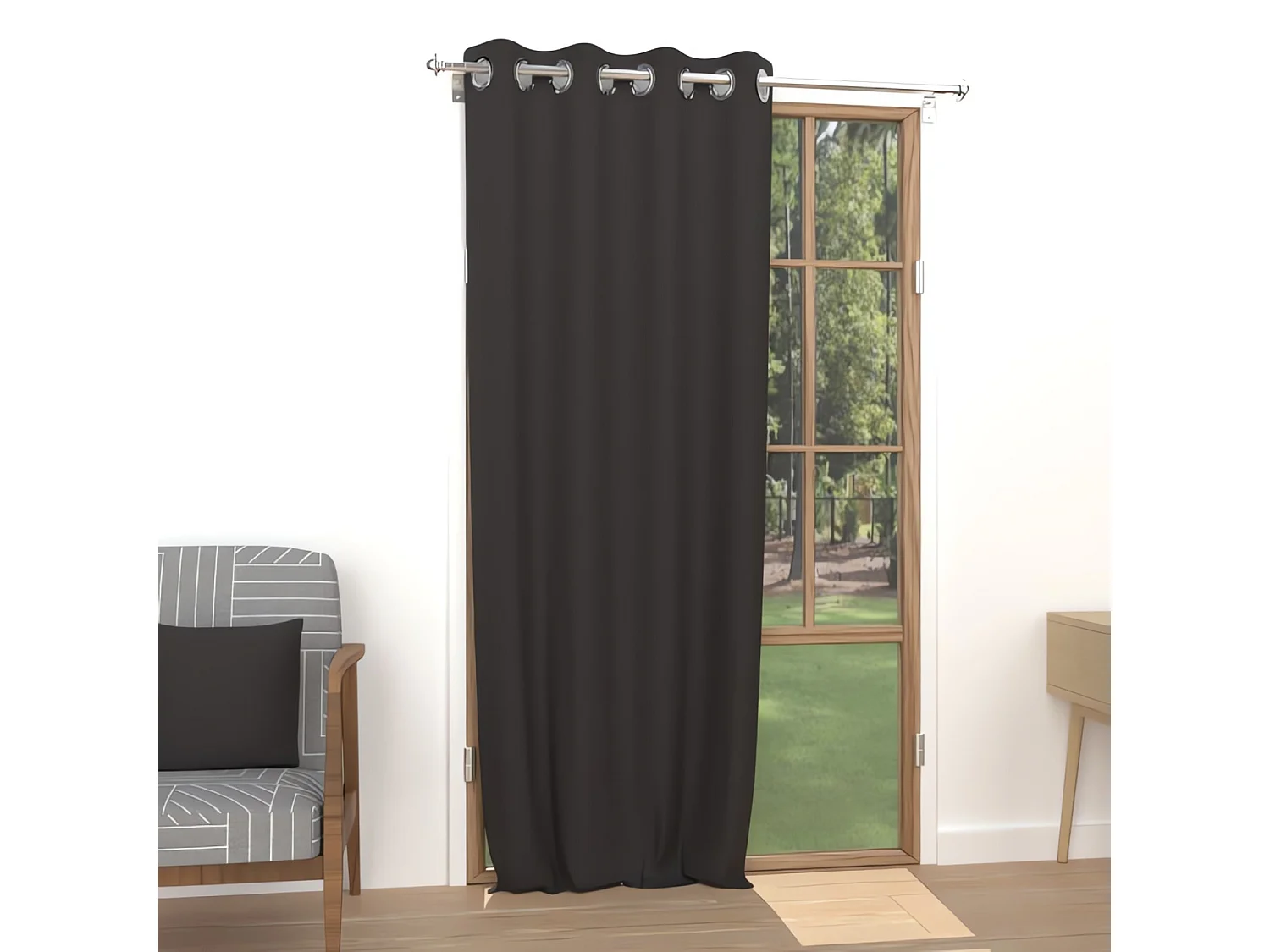 Cortina lisa con ojales antiarrugas 135X250 ALIX negro