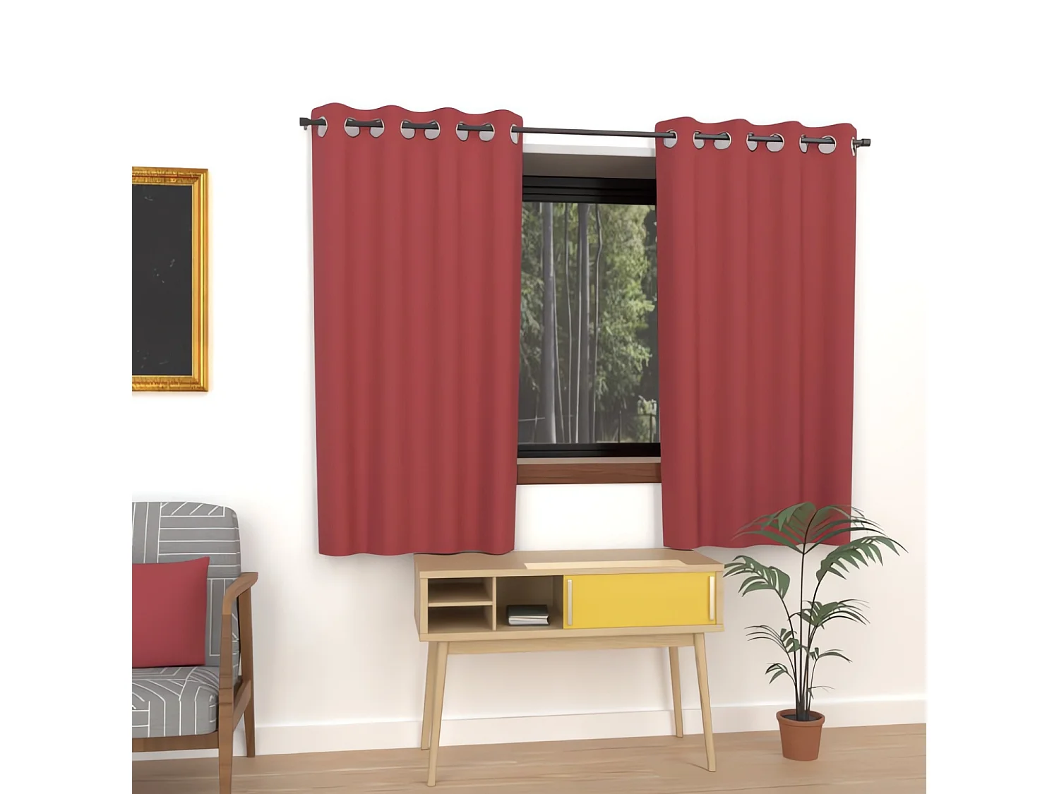 Cortina lisa con ojales antiarrugas135x180 cm ALIX rojo