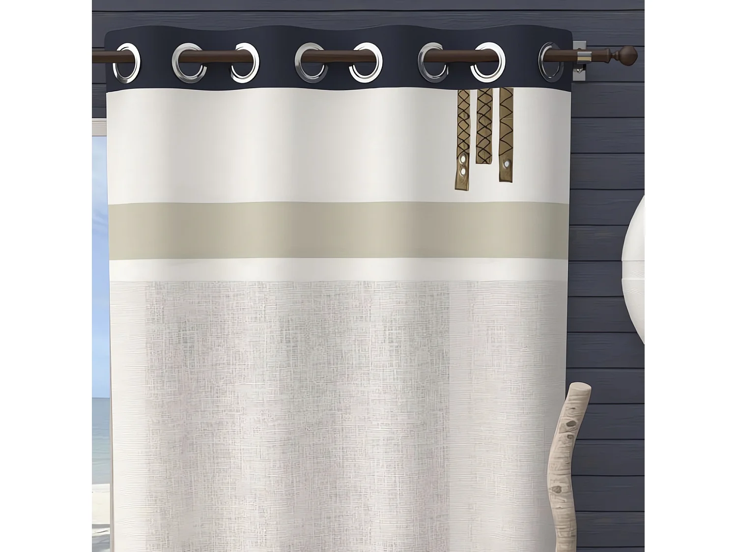 Visillo con ojales de algodón 135x250 cm ESPRIT MARIN, de Soleil d'Ocre