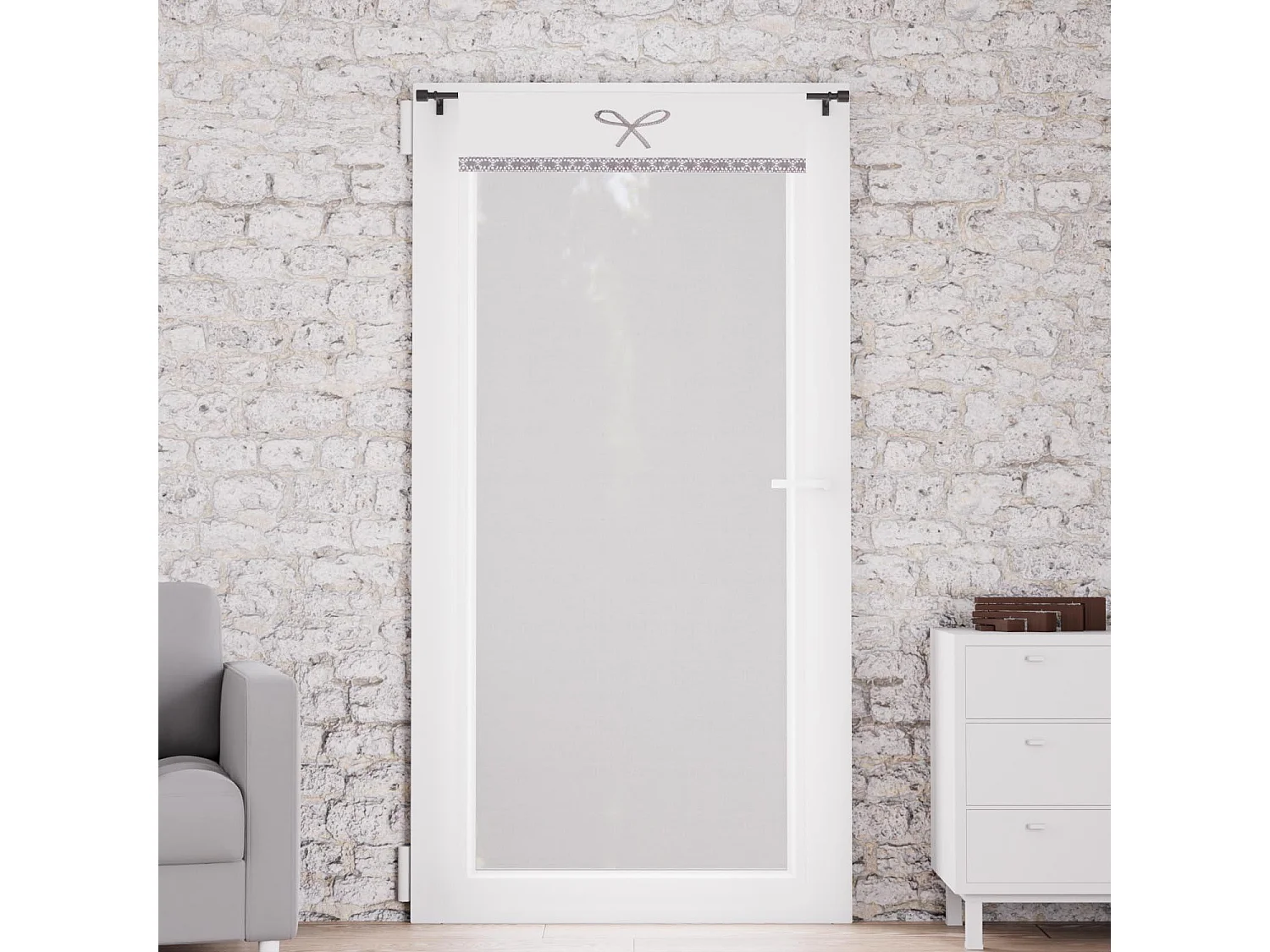 Visillo de algodón para ventana 70x200 cm EMILIE blanco, por Soleil d'ocre