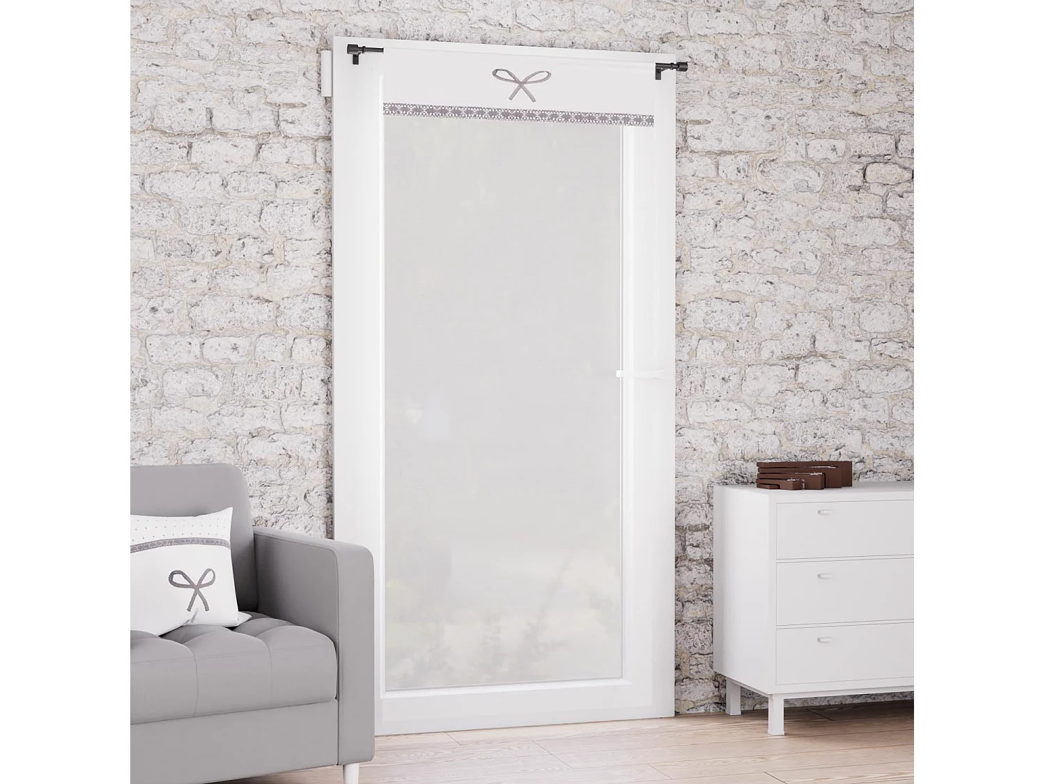 Visillo de algodón para ventana 70x200 cm EMILIE blanco, por Soleil d'ocre