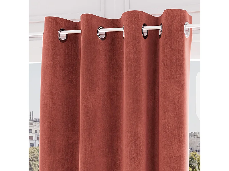 Cortina con ojales de VELVET terracota