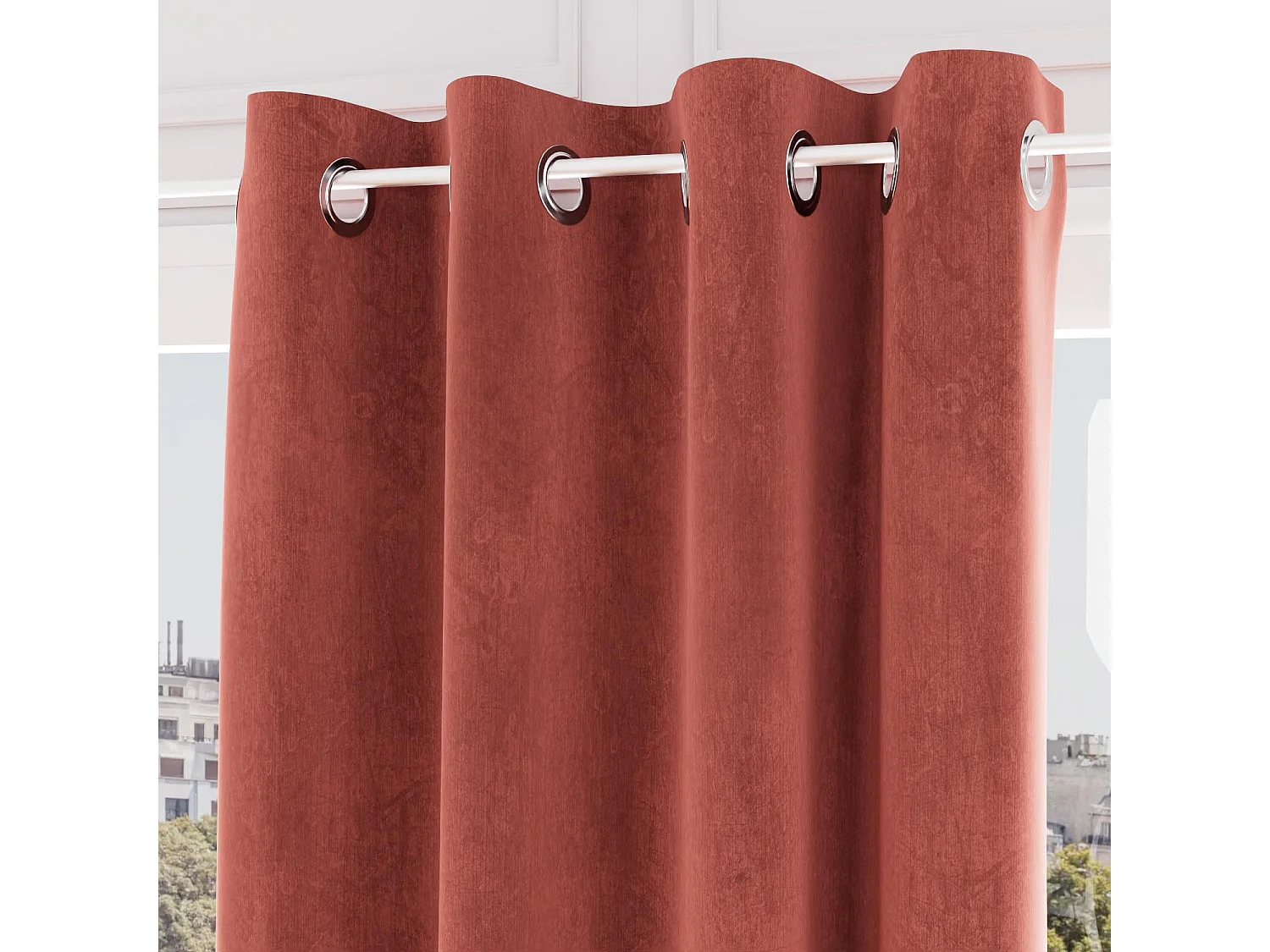Cortina con ojales de VELVET terracota