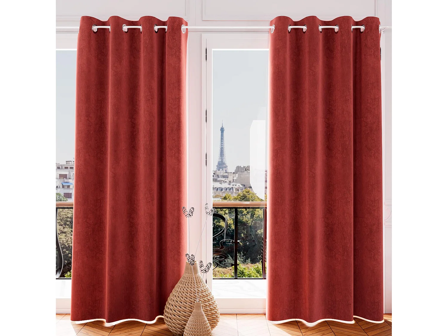 Rideau oeillets en velours VELVET terracotta, par Soleil d'Ocre