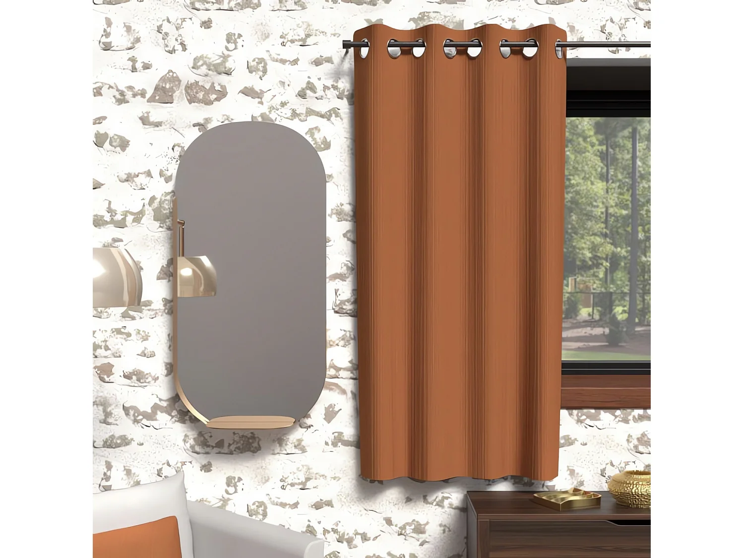 Cortina con ojales aislante 135x180 cm BOHEME terra, por Soleil d'ocre