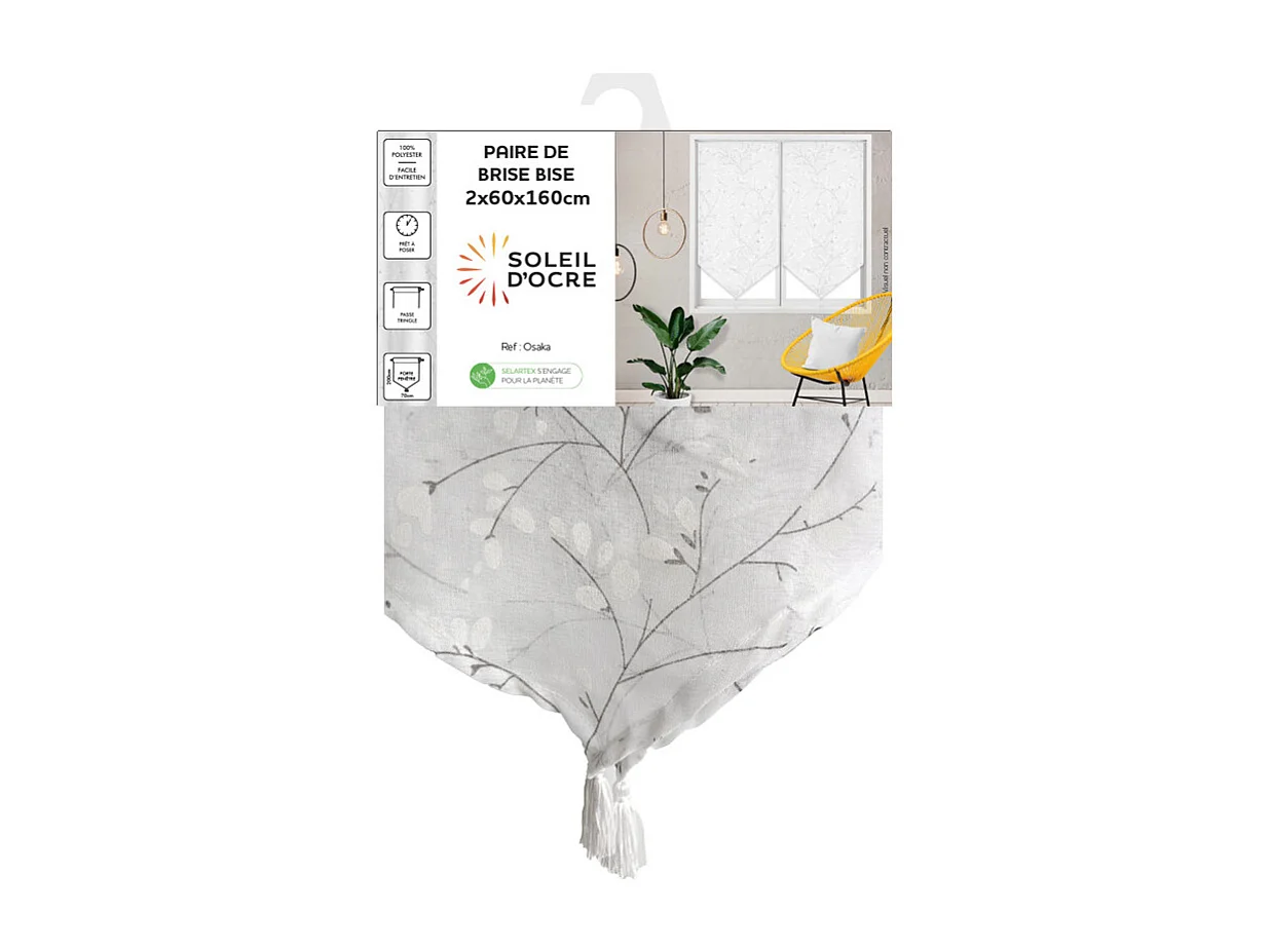 Par de visillos para ventana 60x160 cm OSAKA, por Soleil d'Ocre