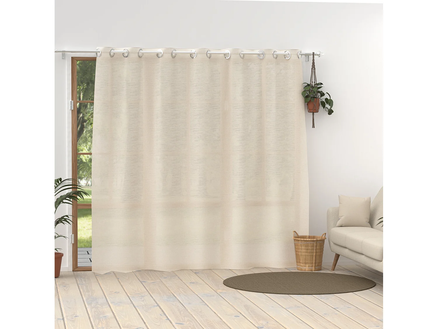 Voile lin à oeillets 280x250 cm LINEN naturel, par Soleil d'Ocre