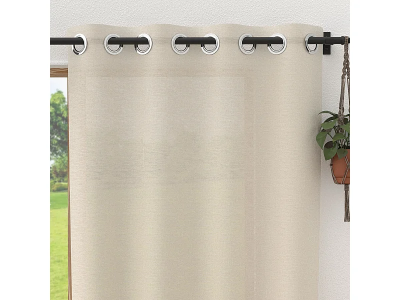 Voile lin à oeillets 280x250 cm LINEN naturel, par Soleil d'Ocre