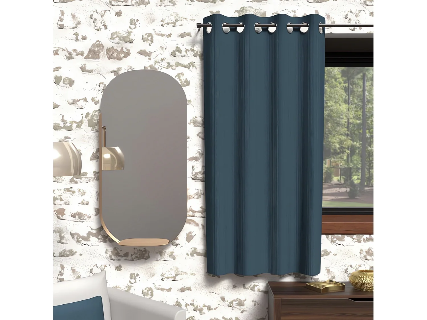 Cortina con ojales aislante 135x180 cm BOHEME azul pato, de Soleil d'Ocre