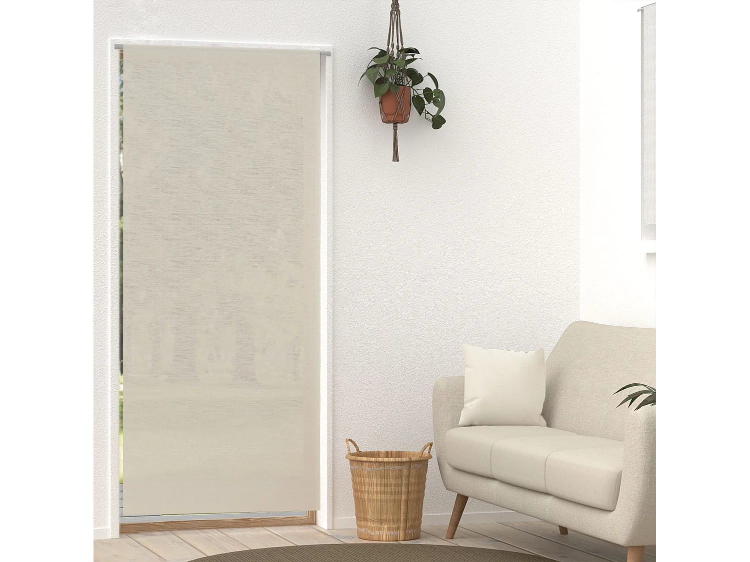 Visillo para puerta de ventana 90x200 cm natural LINO