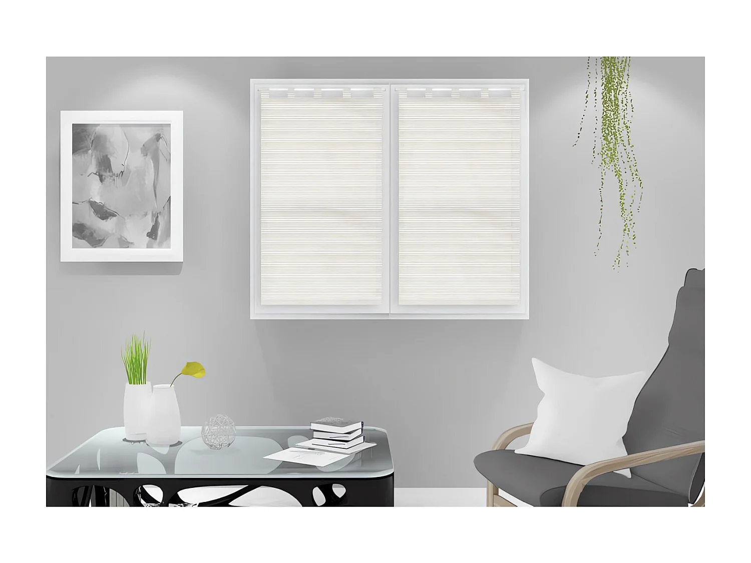 Par de visillos para ventana 45x90 cm LINA, por Soleil d'Ocre