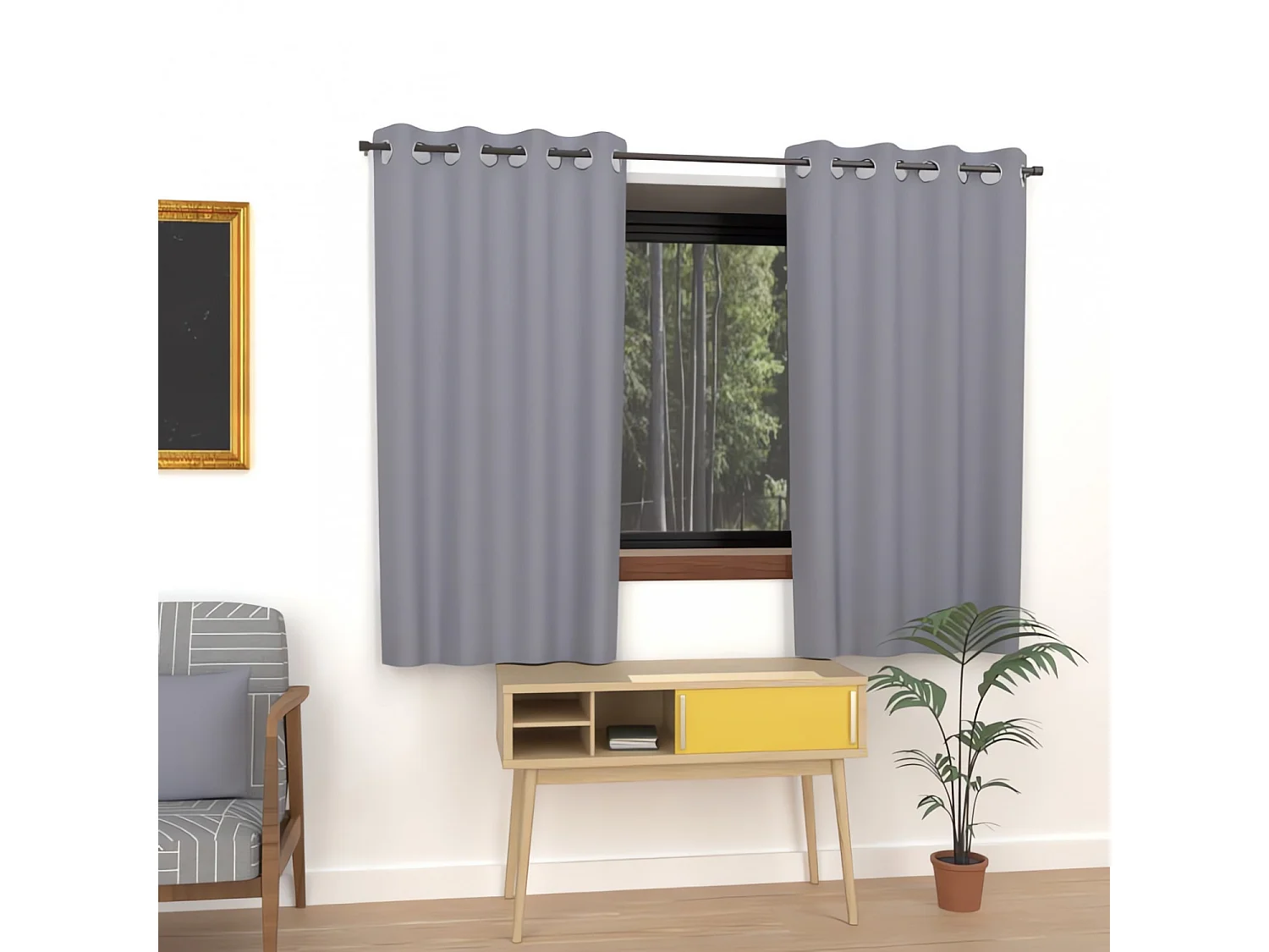 Rideau uni à oeillets infroissable 135x180 cm ALIX gris, par Soleil d'ocre