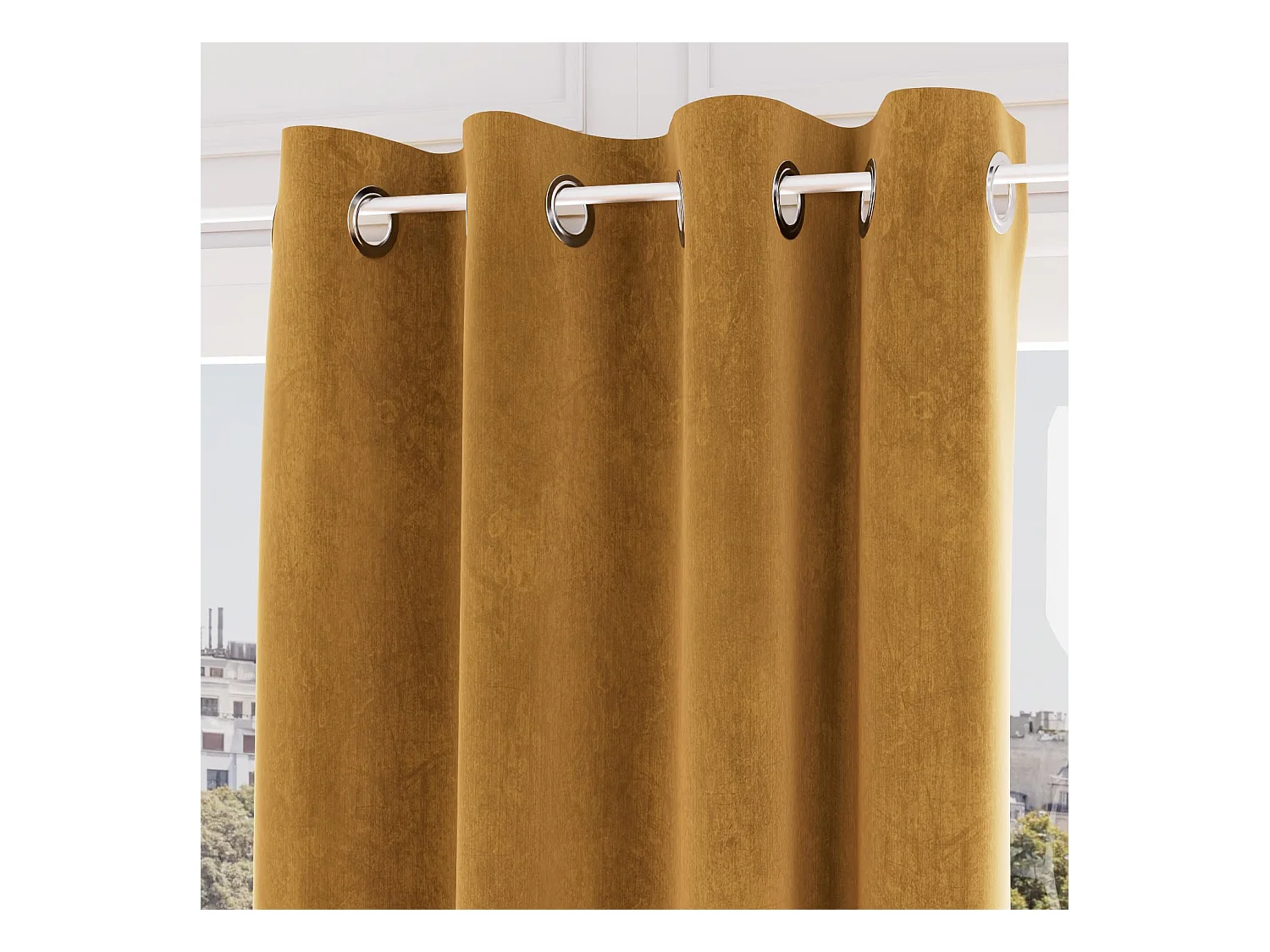 Rideau oeillets en velours VELVET ocre, par Soleil d'ocre