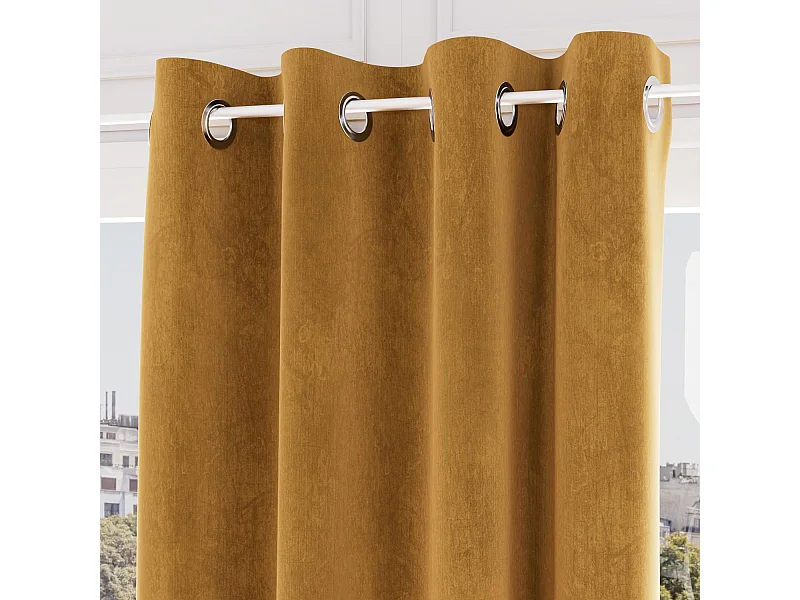 Rideau oeillets en velours VELVET ocre, par Soleil d'ocre