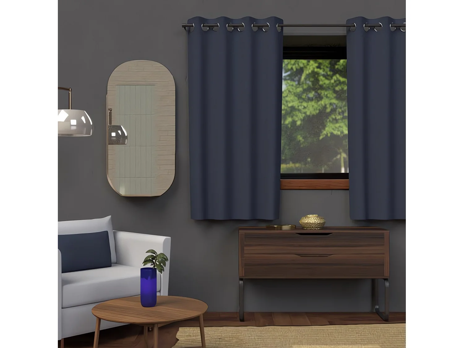 Rideau à oeillets 135x180 cm OCCULTANT bleu jean, par Soleil d'ocre