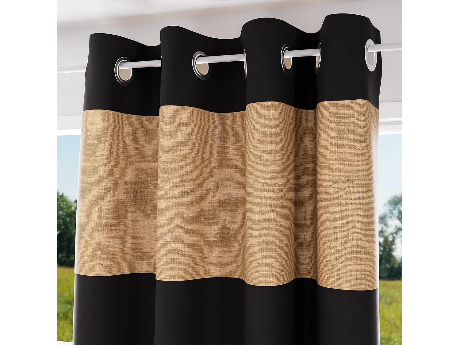 Rideau à oeillets en coton lavé 135x250 cm JUTE, par Soleil d'Ocre