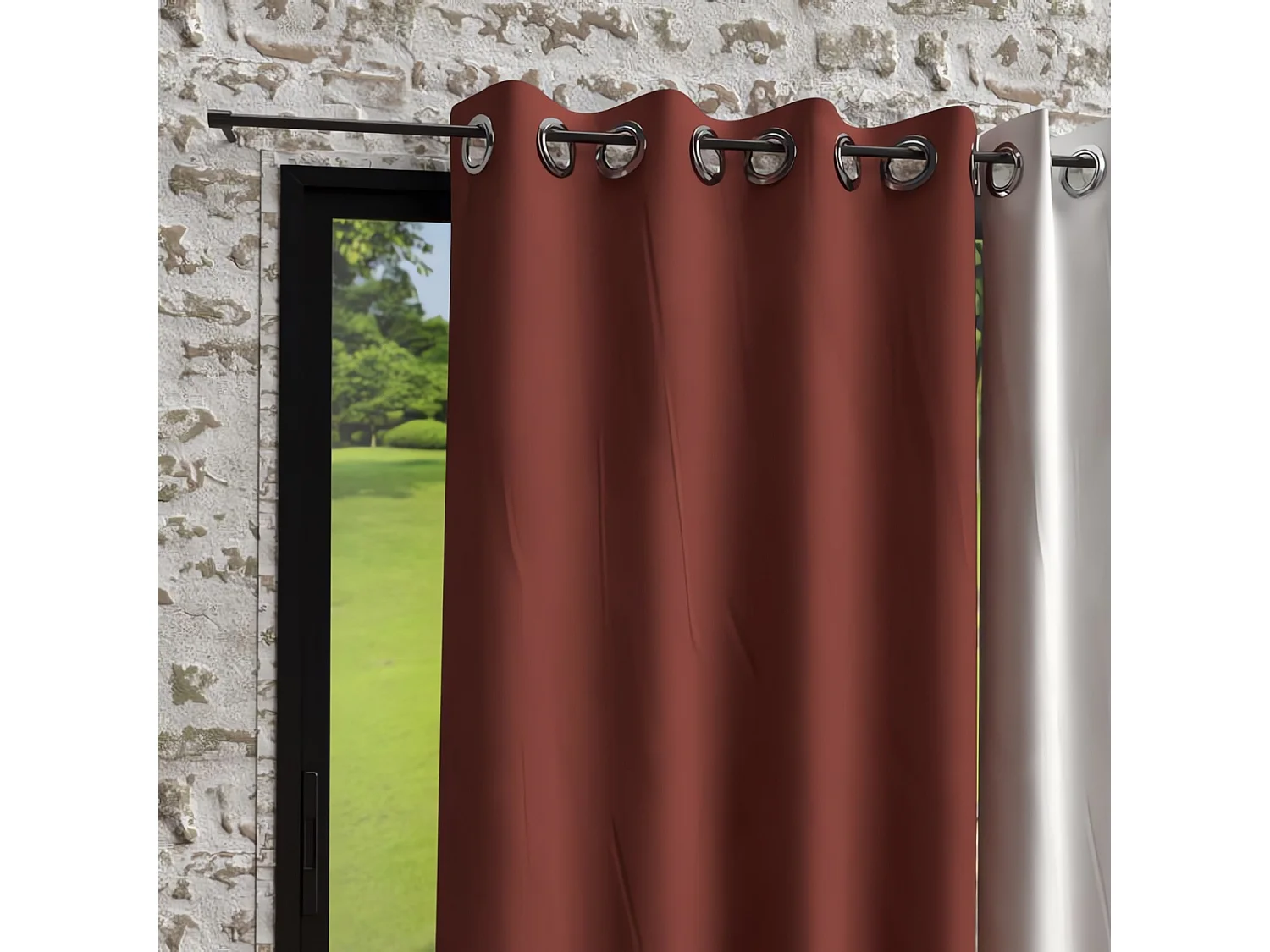 Rideau à oeillets en microfibre lavée 135x250 cm BOHEME brique, par Soleil d'Ocre