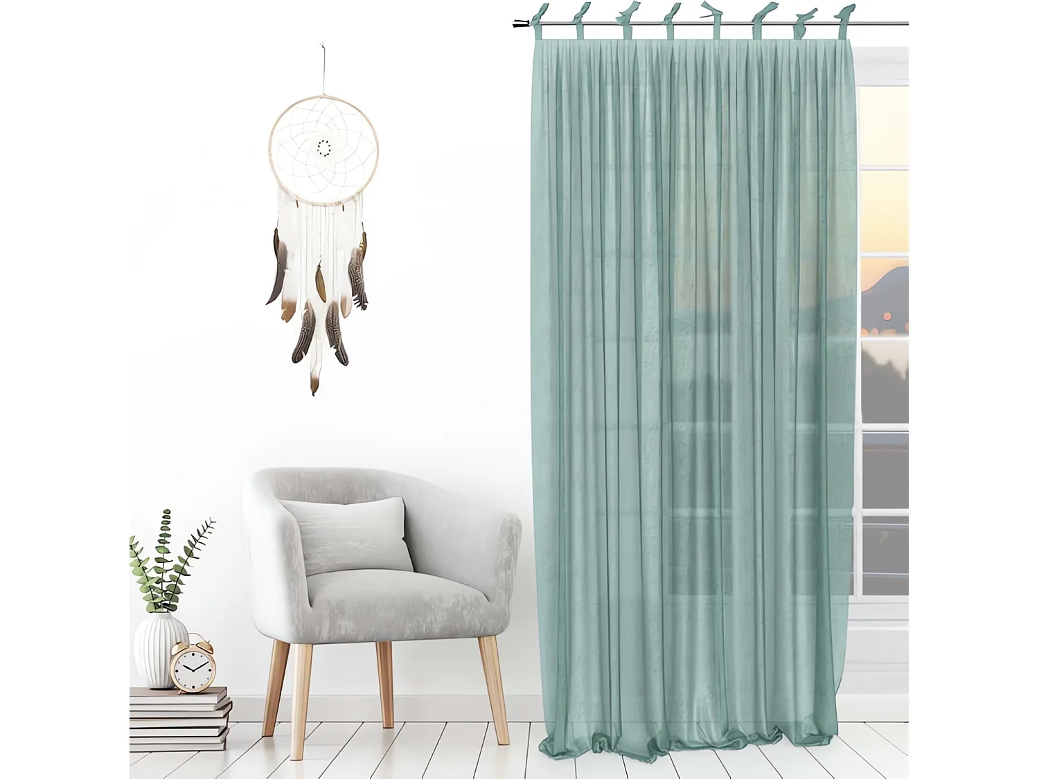 Visillo con nudos 135x250 cm SPIRIT water green